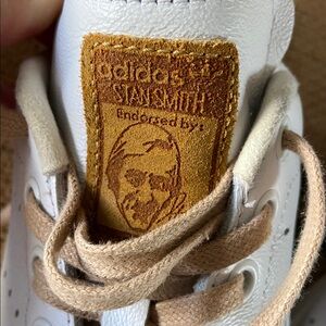 Adidas Stan Smith Leather Suede Tan White Shoes Sneakers 7 GUC